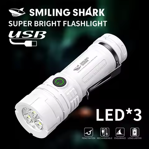 Smiling Shark SD-1014 LED Flashlight, Mini Handheld Flashlight, Long-lasting Flash Light Rechargeabl