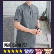 KEMEJA PG777 MUSLIM MEN'S SHIRT SHIRT/ MEN'S SHORT-SLEEVEDkoko PKO 01 - BLACK, M NEWEST TRENDY QUALI