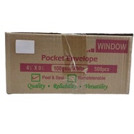 LION FILE White Envelope 4½ X 9½ Window+Peel & Seal 500pcs/Box