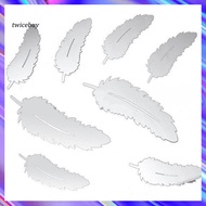 [TY] 8 Pcs/Set Modern Feather Acrylic Mirror Wall Art Sticker Home Office Decor Gift