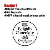 77 pcs sticker TRANSPARENT BELGIAN CHOCOLATE pelbagai saiz