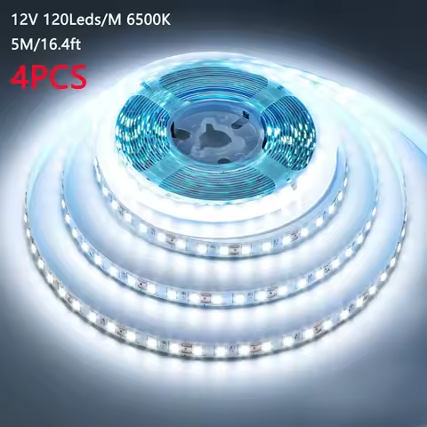 4Pcs 5M/16.4Ft/Roll 10M/32.8Ft/Roll 6500K White Light Led Strip 12V 120Leds/M Flexible Led Strip for