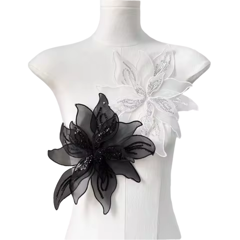New Lace Organza Flower Patch Multi-layer DIY Embroidery Studded Patch Hand-made Dress Cloth Pin Cor