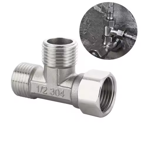 T-Adapter Valve 3 Way Diverter Valve T Shape Converter For Diverter Bath Toilet/Bidet Sprayer Shower
