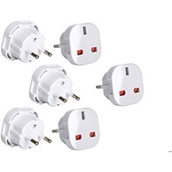 Q4U 9825 Travel Adaptor White UK to EU Europe European Plug Adapter UK to EU, UK 3 Pin to Plug pack 
