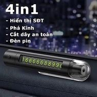 4IN1 Medicar CAR ESCAPE HAMMER - Fast glass breaking, Sharp blade, Bright led light, Phone number pl