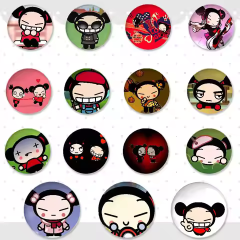 Cartoon P-Pucca Garu Badges Tinplate Soft Button Pin Brooch Metal Badge Custom Jewelry Accessories H