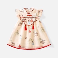 Hanfu New Chinese Style Girls Dress Summer Western Style Children's Clothing Chinese Style Baby Girl