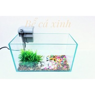 Mini desktop fish tank 30x15x15 cm (Free decorative accessories)