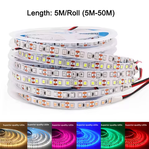 5M LED Lights Strip 12V 2835 SMD RGB LED Tape 60LEDs/m 120LEDs/m LED Strip Waterproof 10M 20M White 