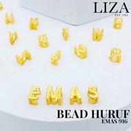 BEADS HURUF - EMAS 916 - READY STOCK - 3D