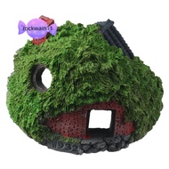 ROCKWAIN11 Hobbit House, Thatched House Simulation Aquarium Decoration, Aquatic Resin Betta Hideout 