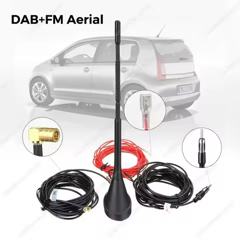 DAB Auto Radio Aerial Amplified Roof Mount Rod Antenna AM/FM Din SMA Male Connector 5m Cable for JVC