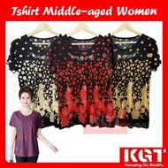 Tshirt Middle-aged Kain Nipis and Old Women Short Sleeve T-shirt 40-60 Years Mother Aunty Baju Lenga