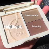 3-in-1Morandi Highlighter Contouring Palette Glitter Face Brightening