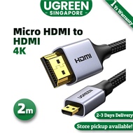 UGREEN 4K Micro HDMI to HDMI Cable Adapter, Braided Micro HDMI Cable 4K 60Hz Support HDR 3D ARC 18Gb
