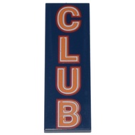 Brick2cube Part-Tile 2 x 6 with Orange 'CLUB' with Red and White Outlines Pattern-69729pb066