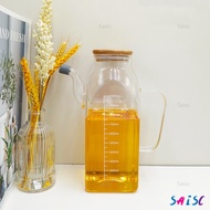 Large Capacity Glass Oil Jug Transparent Glass Oil Pot Glass Measuring Oil Pourer Oil Bottle with Sc