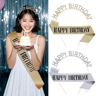Birthday shoulder strap headband set HAPPY BIRTHDAY Etiquette Belt ribbon Party Birthday Decoration