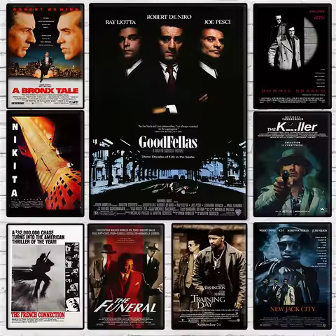 Classic Gangster Movies Poster GoodFellas/The Killer/Black Mass/Nikita/The Funeral Canvas Painting W