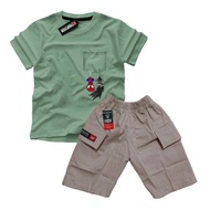 Sage dusty denim black boys' t-shirt suit