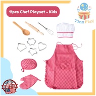 TinyPlay Chef Pretend Play 11pcs Apron Set Complete Lightweight Durable Playset for Kids Children Le