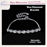 HFY GRA Certified 2.7ct Real Moissanite Row Diamond Bracelet S925 Silver 18K White Gold for Women OL
