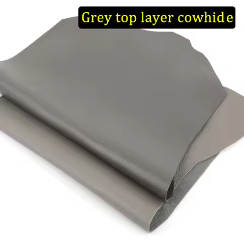 Grey genuine leather top layer cowhide lychee pattern dark grey DIY sofa seat car cushion soft leath