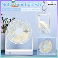 Portable Fan Ceiling Fan Multi-function Desktop/Hanging Fan with Nightlight USB Fan Desk Table Fan Strong Wind 3 speed  Wall-mounted Desktop Fan