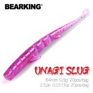 BEARKING UNAGI Slug 20pcs 64mm0.9g Fishing Artificial Soft Lures Silicone Bass Pike Minnow Swimbait 