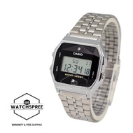 Casio (Japan Made) Authentic Diamonds Vintage Digital Silver Stainless Steel Band Watch A159WAD-1D A