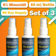 (3 bottles) Strands minoxidil 6%