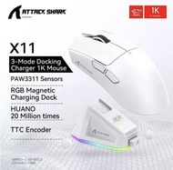 VXE Attack Shark X11 Wireless Mouse Paw3311 22000DPI Buletooth Three Mode Rgb Charging Dock Lightwei