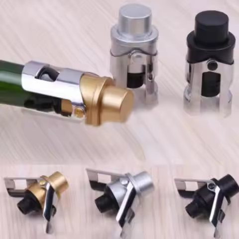 Vacuum Champagne Stopper with Pressure Pump StainlessSteel Leak-proof Keep Fizz Sparkling Wine Bottl