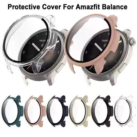 Full Cover Screen Protective Case for Amazfit Balance Hard Edge Shell Glass Screen Protector Case fo