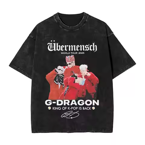 Ubermensch Gdragon World Tour 2025 T Shirt for Men Cotton Vintage T-Shirts Round Neck Tees Short Sle