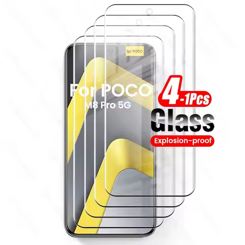 Poko Little M8Pro 5G Glass 4-1Pcs 9D Tempered Glass For Xiaomi Poco M8 Pro 5G 9H Curved Screen Prote