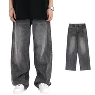 Baggy acid wash stright jeans lelaki baggy jeans kain getah strachable