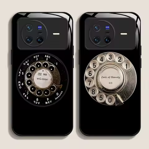 Funny Retro Rotary Dial Pattern Tempered Glass Phone Case for OPPO Reno 13F 12 11 Pro 10 SE Find X3 