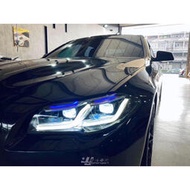 現貨 BMW 寶馬 F10 舊改新款 黑框 雙L 藍眉 全LED 日行燈 魚眼 大燈 頭燈