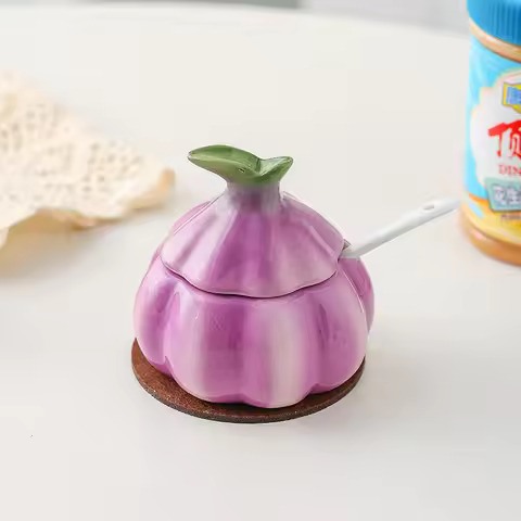 Creative Ceramic Onion Seasoning Jar, High-looking Salt Sugar Jar, MSG Seasoning Box, Chili Oil Jar,