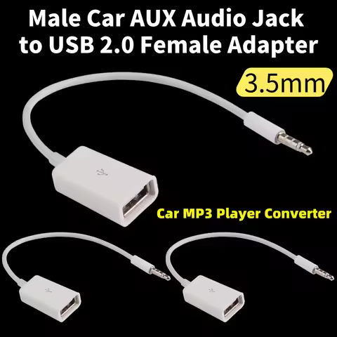 3.5mm AUX Audio Jack To USB 2.0 Female Converter Cable Male AUX Auxiliary Audio Plug Jack To USB Cor
