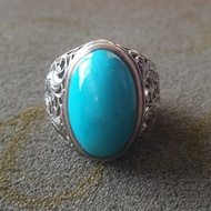 Cincin batu pirus Persia biru polos