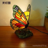 [FREE SHIPPING]European-Style Creative Three-Dimensional Butterfly Study Bedroom Bedside Lamp Colored Glass Decorative Lamps