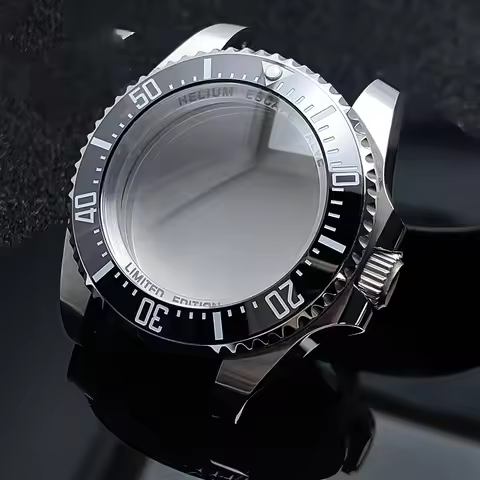 Case NH35 44MM Watch 44MM Ceramic Bezel Case Silver SEA Big DEEP Homage Sapphire Crystal Watch Case 