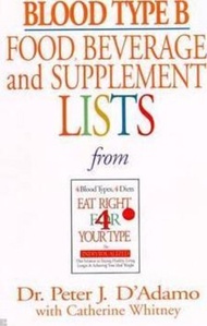 Blood Type B: Food, Beverage & Supplement Lists ype by Peter J. D'Adamo (US edition, paperback)