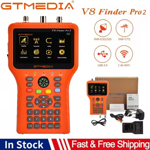 GTMEDIA V8 Finder Pro2 Satellite Signal Finder DVB-S2X/S2/S/T2/T/C,MPEG-2/4,H.265 LCD Screen Auto Ca