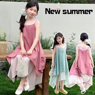 Children Clothes Girls Summer 2026 Sleeveless Top and Irregular Spaghetti Strap Dress 110-170cm 15-5
