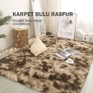 Thick rasfur fur carpet size 120cmx190cm Thick aesthetic fur carpet Ombre tie dye fur carpet Orange 
