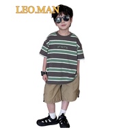 LEO.MAN 2-Piece Set Round Neck T-Shirt + Elastic Waist Pants Model A1940